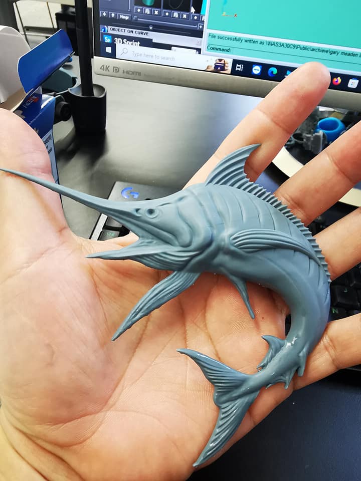 Marlin fish 3D print pendent badge model