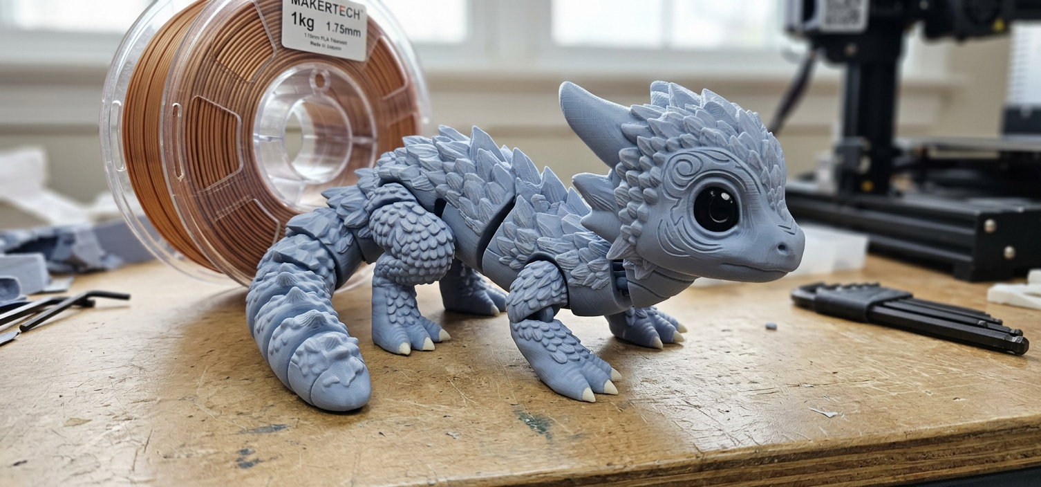 Cute Baby Flexi Dragon  Print-in-Place Articulated Fidget Toy